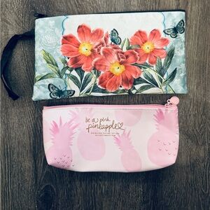 Floral and Pineapple makeup travel pouch